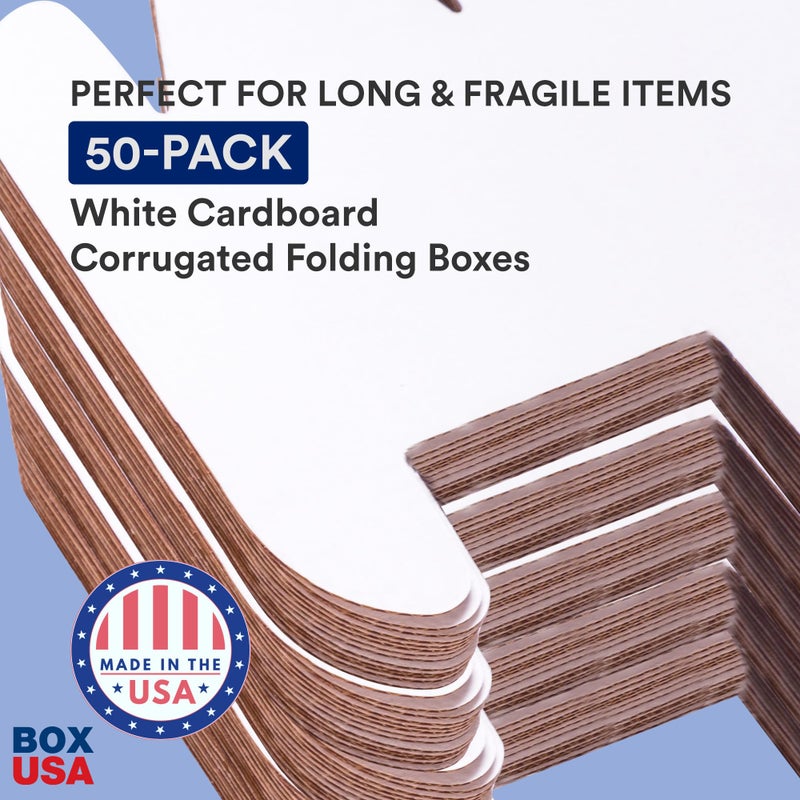 Box USA Small Box Mailers 12x2x2" White (Pack of 50) Corrugated Cardboard Box Mailer for Packing, Moving, Storage | Bulk Gift Box or Product Packaging for Small Business, Home, FBA - Image 3
